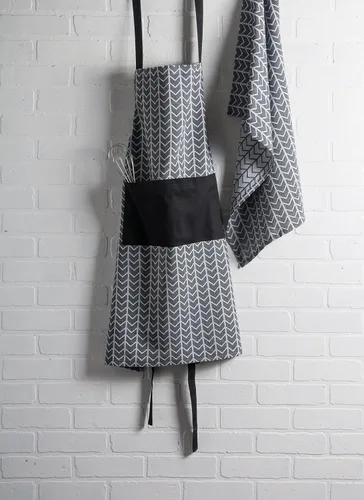 Vista 5 de DII Delantal de chef unisex jacquard geométrico negro y blanco, 32x28, espiga
