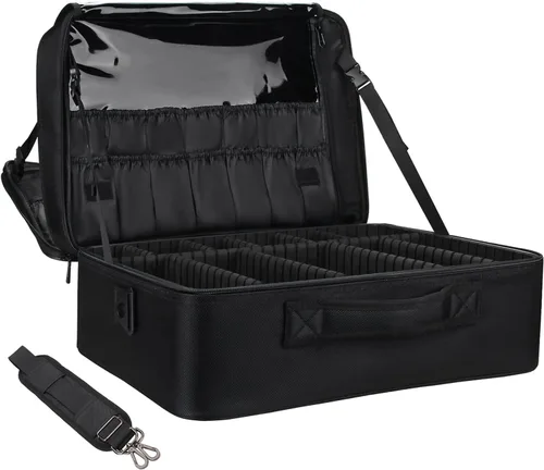 Vista 12 de Relavel Estuche de maquillaje grande para maquillaje, estuche de tren profesional de 16.5 pulgadas, organizador de cosméticos de viaje, soporte