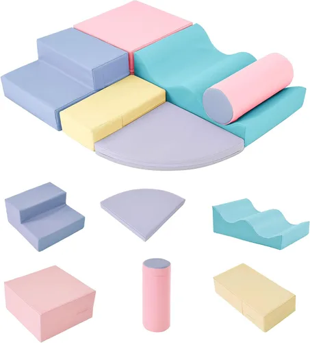 Vista 9 de Merax Juguetes de escalada para niños pequeños, juego de escalada y gateo suave para interiores, bloques de espuma suave para escalar, gatear, 6