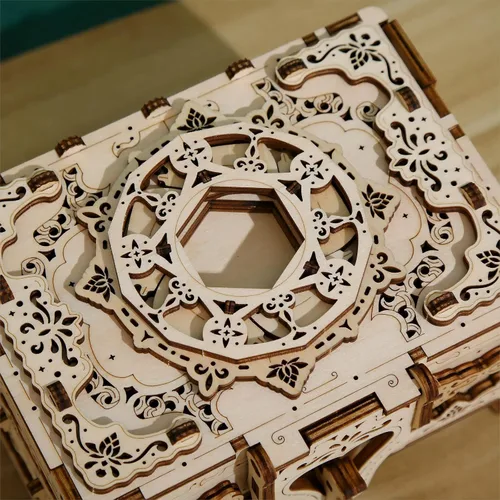 Vista 3 de Caja antigua de rompecabezas de madera 3D – Guarda tus joyas – Caja de regalo de bricolaje, rompecabezas y rompecabezas para Navidad/cumpleaños