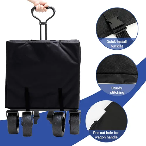 Vista 6 de Cubierta de Vagón Plegable Compatible con Carrito de Exterior y Jardín, Accesorios Antipolvo, 600D Resistente, 22"x17