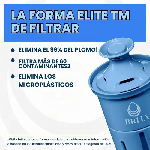 Vista 2 de Brita Dispensador de jarra de agua XL de 27 tazas, incluye 1 filtro Elite