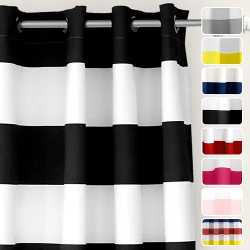 Vista 2 de DriftAway Cortinas negras con rayas para oscurecimiento de habitación, cortinas con ojales clásicas de rayas horizontales para dormitorio, sala