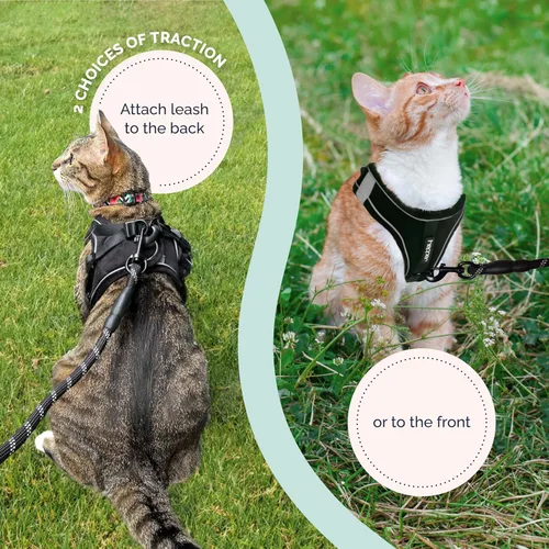 Vista 6 de Hepper Juego de arnés y correa para gatos, chaleco táctico negro para gatos con tiras de seguridad reflectantes, andador de gatitos o gatos (XXS)
