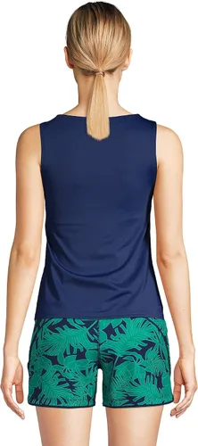 Vista 2 de Lands' End Traje de baño con cuello alto UPF 50 modesto tankini para mujer, Azul Marino Profundo