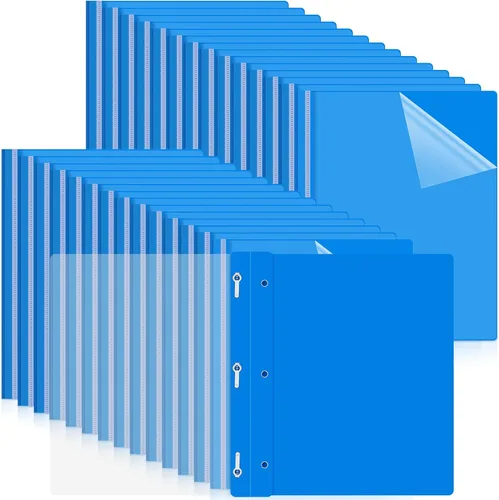 Vista 10 de Teling 150 fundas transparentes para informes frontales a granel con sujetadores de 3 puntas, carpetas de presentación de plástico para papel