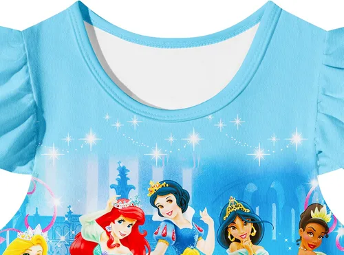 Vista 3 de AMEIME Vestido de princesa de fantasía para niñas pequeñas, vestido de disfraz de princesa con mangas con vuelo, traje casual para uso diario