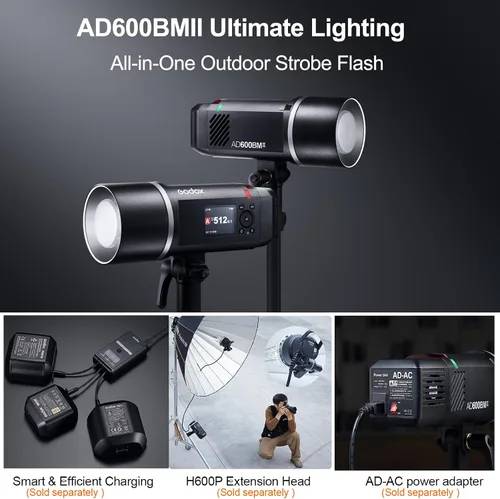 Vista 7 de Godox AD600BMII AD600BM II - Luz estroboscópica para exteriores, para fotografía, flash de estudio de 2.4G 600Ws, montaje Bowens GN87 con lámpara