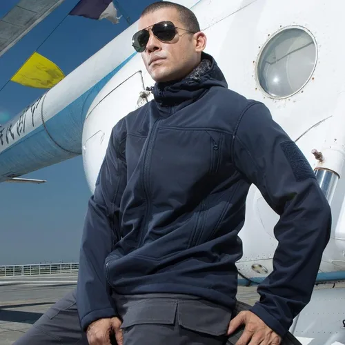 Vista 7 de FREE SOLDIER Chaqueta de senderismo Softshell para hombre, impermeable, con capucha, táctica, cazadora