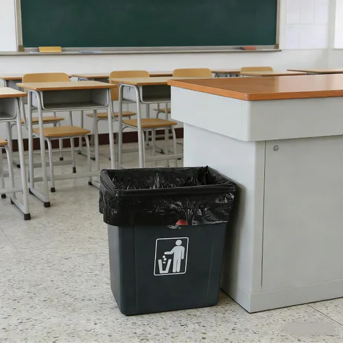Vista 4 de Bolsas de basura con cordón de cocina de 6 galones, bolsas de basura negras de plástico, 2 rollos, 110