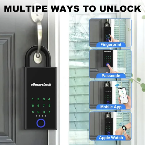 Vista 9 de Caja de seguridad inteligente con aplicación de huellas dactilares, Bluetooth eLinkSmart con código digital, resistente a la intemperie para montaje