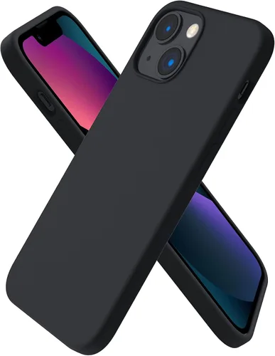 Vista 22 de ORNARTO - Funda compatible con iPhone 13 Mini, goma de gel suave de 3 capas de silicona líquida delgada con microfibra, 13,7 cm, azul Caucho