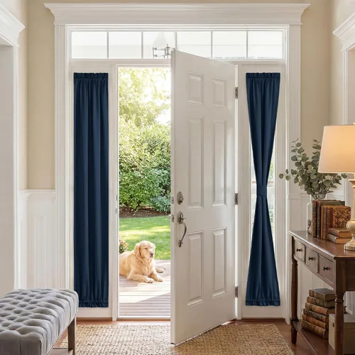 Vista 60 de PONY DANCE Persianas para puertas – Paneles opacos para tratamiento de ventanas, cortinas sólidas de alta resistencia con bolsillo para barra