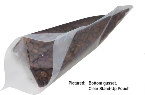 Vista 2 de PackFreshUSA: Bolsas transparentes de pie, embalaje flexible profesional, resellable, sellables con calor, orificio para colgar, muesca de desgarro