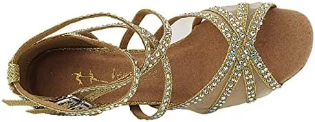 Vista 6 de Zapatos de baile muy finos para mujer, latina, salsa, ritmo de baile, colección Crystal 5008Bling de 2.5 pulgadas de tacón bajo y bolsa de zapatos