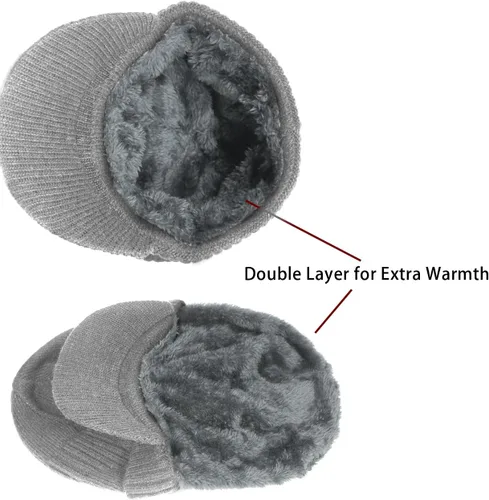 Vista 12 de Dahlia Gorro para hombre con visera - lana, sombrero de invierno con borde, forro polar