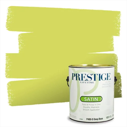 Vista 96 de PRESTIGE Pinturas de pintura exterior e imprimación en uno, 1 galón, plano, combinación comparable de Benjamin Moore* Manzanilla*