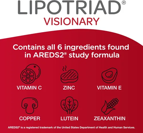Vista 6 de lipotriad Visionary areds2 Base Eye Vitaminas y Minerales Suplemento – Incluye todos los 6 ingredientes clave en el estudio de Areds 2 – 2 MO