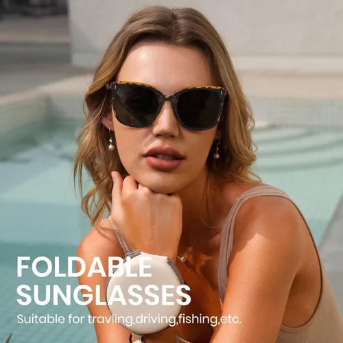 Vista 3 de Cyxus Square Folding Foldable Sunglasses Women Men Uv400 Protection Anti Glare TR90 Ultralight Foldable