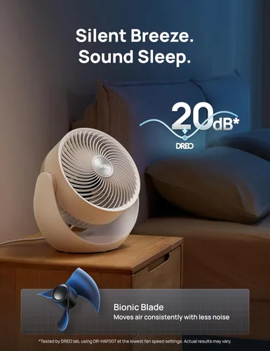 Vista 5 de Dreo - Ventilador para dormitorio, ventilador de mesa para circulación de aire en toda la habitación, 11 pulgadas, flujo de aire fuerte de 40 pies
