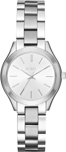 Vista 8 de BUREI Reloj de negocios para mujer con fecha de día, movimiento de cuarzo analógico, pulsera de acero inoxidable de oro plateado, reloj de moda