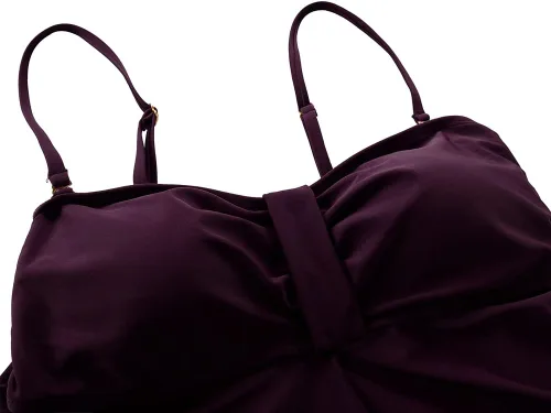 Vista 4 de Hilor Flyaway Tankini Top Bandeau - Traje de baño fluido con control de abdomen para mujer