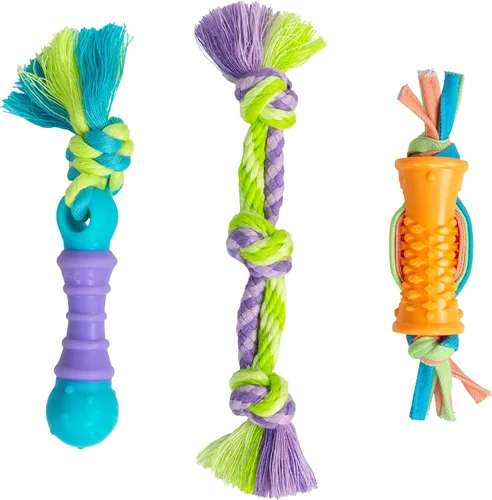 Vista 13 de Outward Hound Mini Dentachew - Juego de masticables dentales para perros - 3 paquetes - Gran tamaño para perros pequeños y cachorros