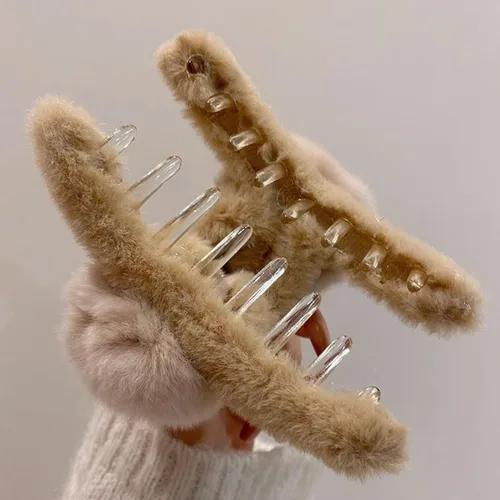 Vista 2 de Lindas pinzas de pelo para cabello rizado, elegante y esponjoso, pelo sintético, clip grande para cabello fino y largo, antideslizante, para mujeres