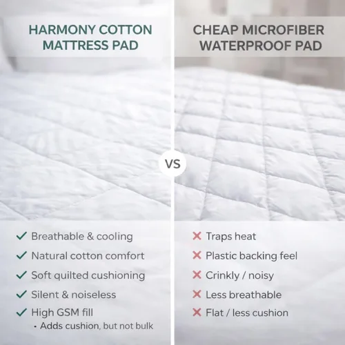 Vista 5 de Continental Bedding Harmony Collection - Protector de colchón acolchado 100% algodón superior de alto GSM, bolsillo profundo de hasta 18 pulgadas