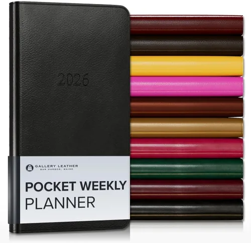 Vista 118 de Gallery Leather Planificador Semanal y Mensual Grande 2025-2026, Calendario Planificador y Cuaderno Elegantemente Encuadernado con Elegantes Bordes