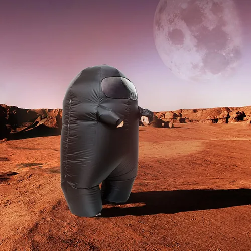 Vista 7 de Timisea Disfraz inflable de astronauta divertido disfraz de Halloween para fiesta escolar, juego de máscaras