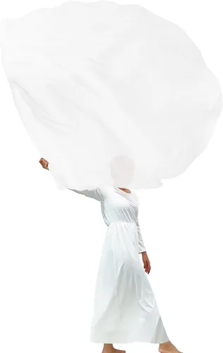 Vista 8 de Wuchieal Bandera de alabanza de 55" de 1 pieza con poste escalable, bandera de adoración Semicírculo Alas de Ángel de Adoración para Danza
