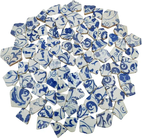 Vista 11 de Azulejos de mosaico de cerámica de porcelana de 1.1 libras, azulejos de mosaico irregulares rotos para suelo de manualidades, cocina, piscina