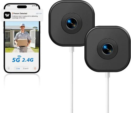 Vista 10 de Cámara de ventana 2K, cámara de seguridad WiFi de 5 GHz y 2.4 GHz para el hogar, visión amplia de 120°, visión nocturna a todo color, detección