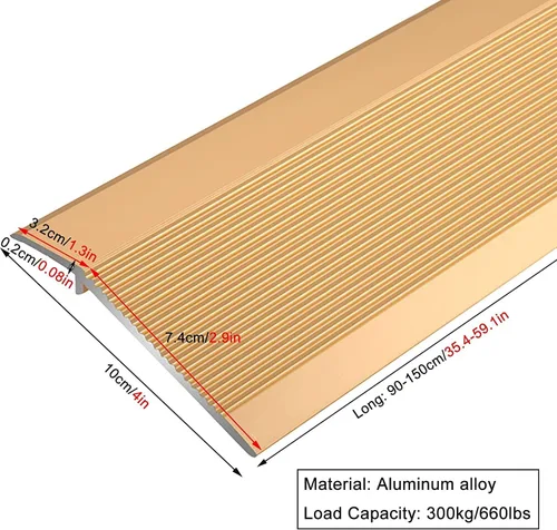 Vista 2 de Doorway Uneven Floor Transition Strip, 90-150cm Long Floor Transition Strip,10cm Extra Wide Door Threshold ramp,self-Adhesive Carpet Edge,Easy to
