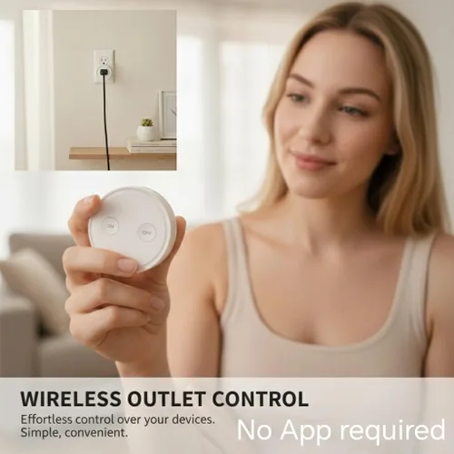 Vista 3 de LoraTap Mini adaptador de enchufe de salida de control remoto, interruptor de luz inalámbrico de rango de 656 pies para electrodomésticos,