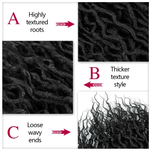 Vista 4 de Rizos de cabello sintético tejido en crochet de 16 pulgadas, 8 paquetes, Rizos de cabello tejido en crochet pre-enlazados con extremos rizados