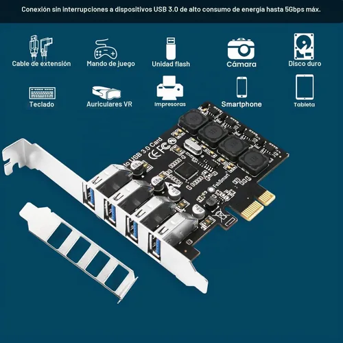 Vista 4 de PCIE - Tarjeta de expansión USB 3.0 de 4 puertos Superspeed de 5 Gbps para Windows 11, 10, 8.x, 7, Vista, XP, PC de sobremesa, tecnología