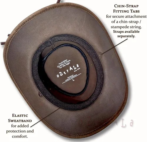 Vista 5 de Sombrero de cuero aceitado australiano Outback australiano vaquero australiano occidental para hombres y mujeres niños negro marrón WO HL11 EE. UU