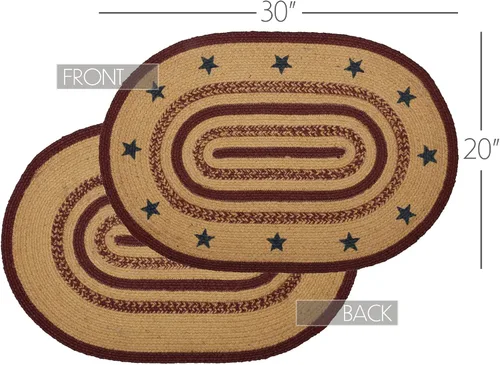 Vista 2 de VHC Brands 10713 - Alfombra ovalada de yute para cabina de té, Tela