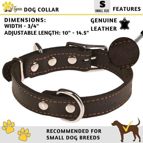 Vista 4 de Collar de perro de cuero negro resistente, collar de perro suave y fuerte para cachorros o razas pequeñas
