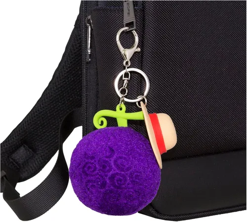 Vista 2 de Llavero de una pieza de felpa de anime de fruta del diablo para mochila, llavero de coche, idea de regalo, cosplay Luffy sombrero de paja