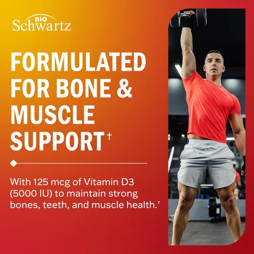 Vista 2 de BioSchwartz Vitamin D3 5000 IU (125 mcg) Chewable Tablets - Immune Support, Bone Strength, Healthy Muscle Function - Gluten-Free and Non-GMO