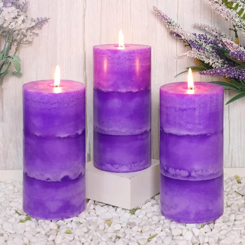 Vista 17 de Velas aromáticas de pilar FLAVCHARM de larga duración, sin goteo, rojas, 3x4 pulgadas