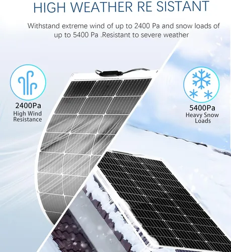Vista 8 de XINPUGUANG Panel solar flexible de 100 W, 12 V, kit solar monocristalino, módulo ligero, controlador de carga de 10 A, cable de extensión para RV