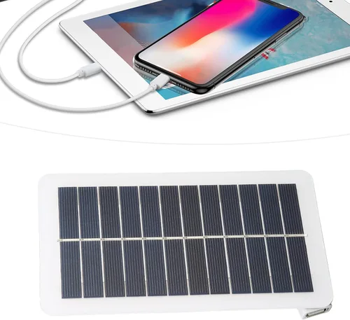 Vista 5 de Cryfokt mini panel solar de 5V 2W 400mA, cargador solar USB, resistente al calor, estilo moderno, eficiencia