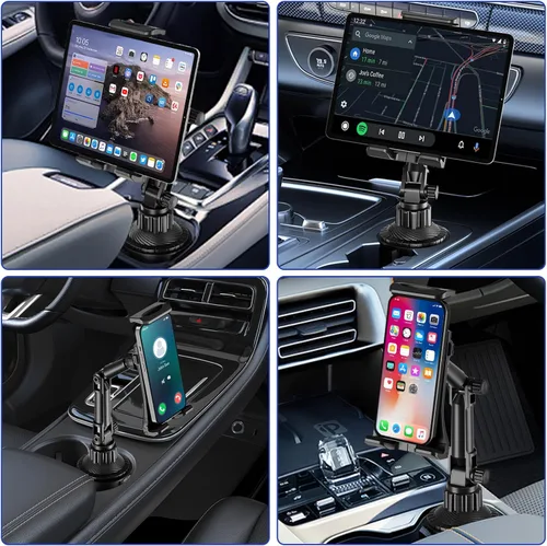 Vista 7 de Soporte para iPad para coche, soporte para teléfono, rotación universal de 360°, brazo largo ajustable, para teléfono celular de 4 a 13 pulgadas