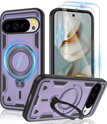 Vista 18 de Gritup fro Funda para Google Pixel 9A, funda protectora magnética de grado militar compatible con Mag-Safe, 2 protectores de pantalla HD, soporte