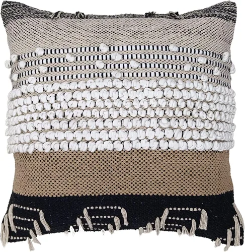 Vista 20 de Trade Star Funda de almohada Kilim de 100% algodón, estilo bohemio, copetudo, funda de almohada del suroeste, funda de cojín decorativa tejida a