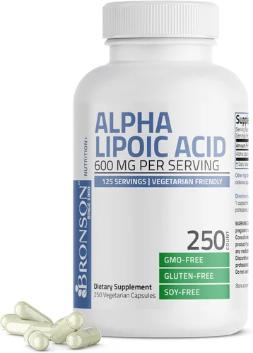 Vista 7 de Bronson Ácido alfa lipoico 600 mg eliminador de radicales libres apoya la salud antioxidante, sin OMG, 120 cápsulas vegetarianas (60 porciones)